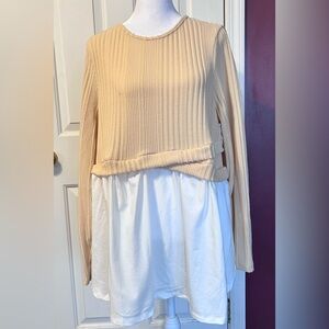 Two Tone Peplum Top 2 in 1 Tee Size 0XL